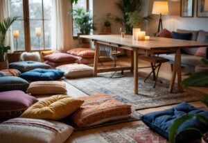 Read more about the article Sådan skaber du en hyggelig stue med gulvpuder og spisebord med tillægsplader